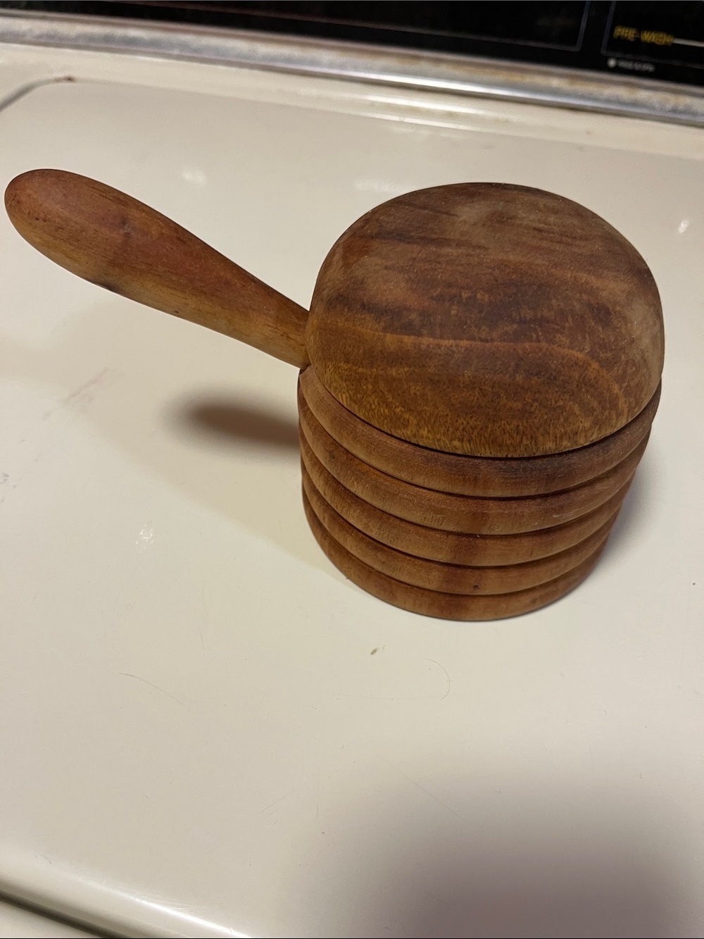Wooden Honey Dipper Jar with Handle - Warm Brown